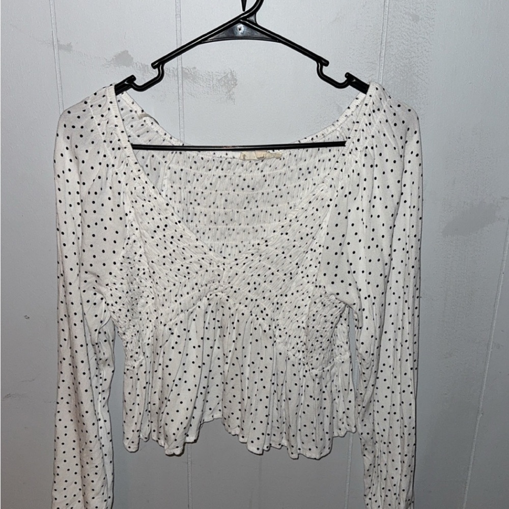 White Polka Dot Women's Top